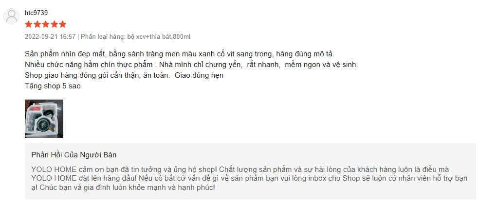 Đánh giá 5 sao: chưng yến rất nhanh, mềm ngon